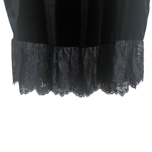 Adrianna Papell Women Top L Black Velour Lace Hem Whimsygoth Fairy Boho Romantic - Picture 8 of 12